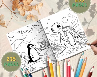 Sea Animals Coloring Book: 235 Underwater Marine Life Pages (PDF Downloadable Book