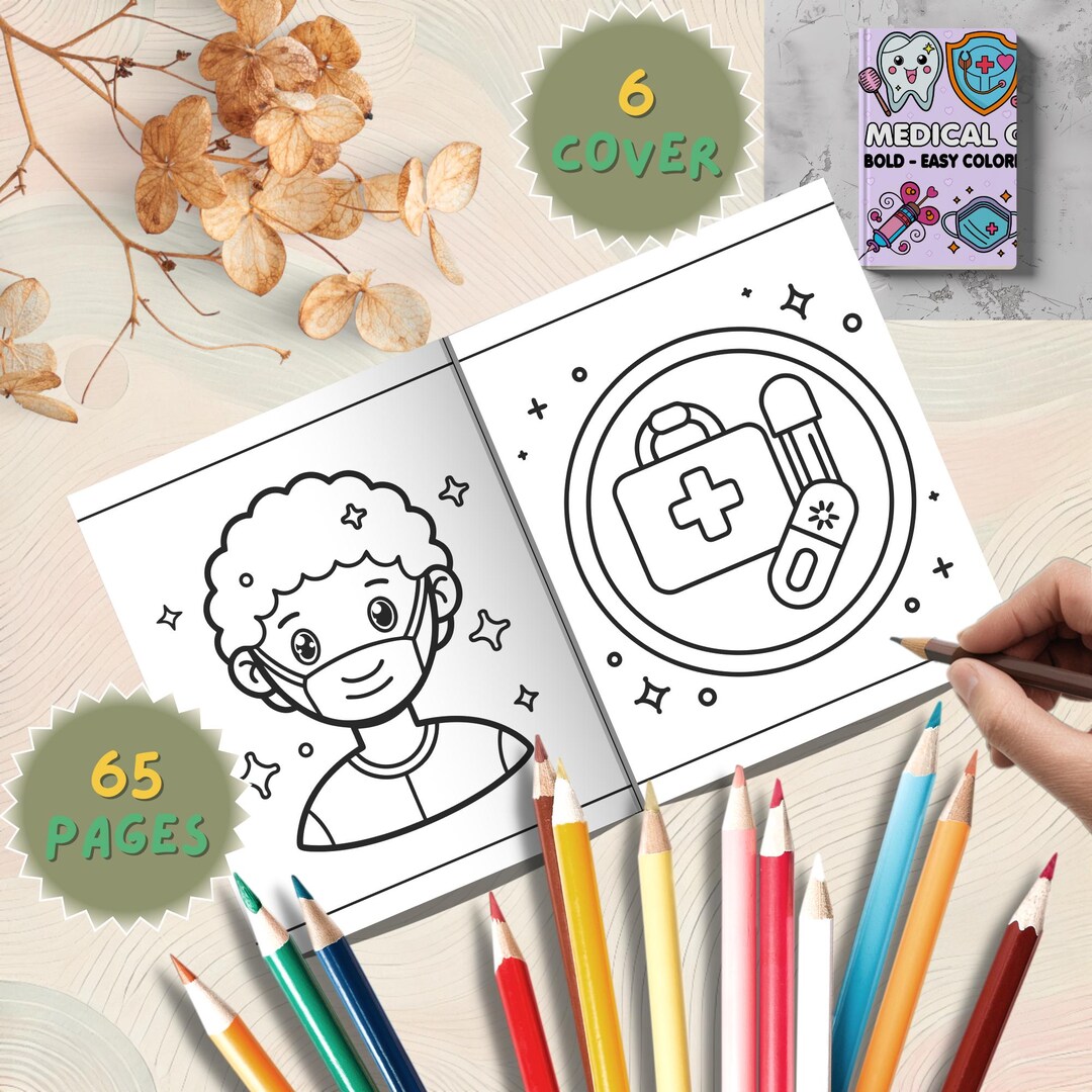 Medical Girly Coloring Book, 65 Bold and Easy Pages, 6 Covers, Cute ...