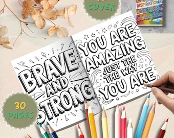 Kinder Inspiration Zitate Malbuch: 30 aufbauende Seiten (digitaler Download)