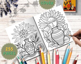 Libro da colorare minimalista in stile boho: 255 pagine con illustrazioni botaniche (PDF scaricabile)