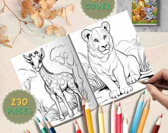 Wild Animal Coloring Book: 230 Jungle & Safari Pages (PDF Download