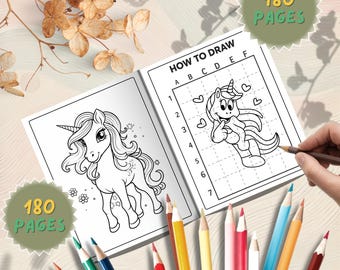 Unicorn Activity Book for Kids: Coloring, Mazes, Dot-to-Dot (PDF Downloadable Book)