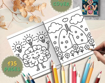 Human Anatomy Coloring Book: 135 Bold Line Illustrations (PDF Digital Download, Printable)
