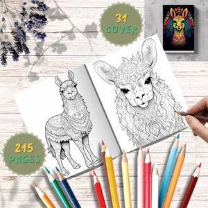 Mandala Llama Målarbok: 215 Sidor med Boho Alpacka Mönster (PDF Nedladdningsbar Bok)