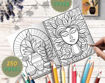 Minimalistisch boho-kleurboek: 250 lijntekeningenpagina's, vazen en planten (pdf-download)