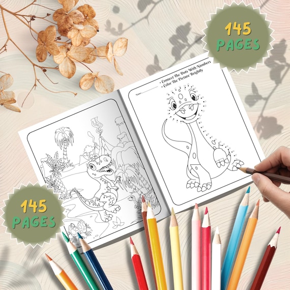 Dinosaur Activity Book for Kids: 145 Pages of Coloring, Mazes (PDF Format, Digital Download)