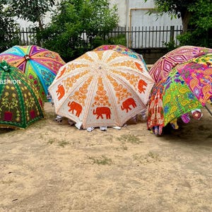 Indian Cotton Shade Patio Umbrella Large Garden And Sun Umbrella Beach Café Outdoor Large Garden Parasol Café Outdoor Gift Garden Umbrella