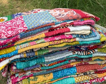 Dwustronne bawełniane szaliki Kantha / szaliki, ręcznie szyte indyjskie szaliki, prezent na szalik, indyjski dupatta, szaliki vintage