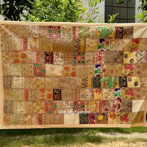 Tapiz de patchwork vintage para colgar en la pared, tapiz de algodón, decoración de pared banjara, tapiz para el hogar, tapiz indio hecho a mano.