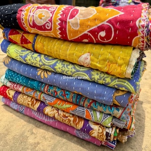 Reversible Blanket Bedspread Cotton Fabric BOHEMIAN quilt Wholesale Lot Of Indian Vintage Kantha Quilt Handmade Throw