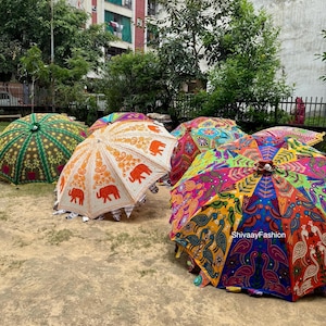 Indian Cotton Shade Patio Umbrella Large Garden And Sun Umbrella Beach Café Outdoor Large Garden Parasol Café Outdoor Gift Garden Umbrella