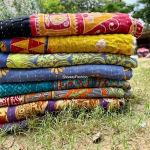 Handmade Vintage Kantha Quilts Reversible Cotton Throws Blankets Boho Bedspread Indian Ralli Quilt Unique Bohemian Decor Wholesale Lot