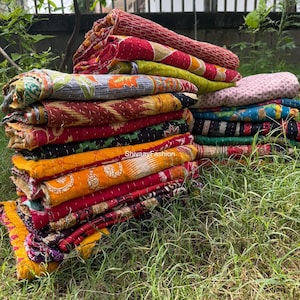 Sale on Vintage Kantha Quilt, Sari Coverlet, Sundance Kantha Throw Recycle, Reversible Blanket Bedspread Cotton Fabric BOHEMIAN