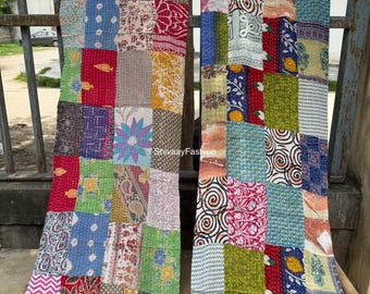 Wholesale Lot Vintage Cotton Indian Kantha Scarf Scarves Stole Bohemian Hippie Handmade Bohemian Scarves ( Assorted Colors )