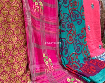Vintage Sari Recycled Sari Fabric Art Silk Indian Sari Women Sari Vintage Sari Fabric Used Sari Used Saree Sari silk fabric Fabric