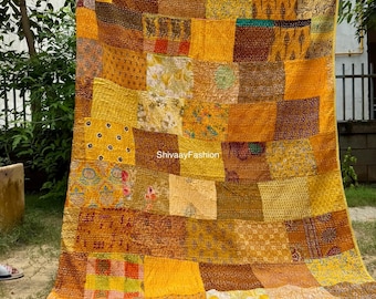 Bohemian Patchwork Quilt Kantha Quilt Handmade Vintage Quilts Boho King Size Bedding Throw Blanket Bedspread Quilting Hippie Quilts For Sale