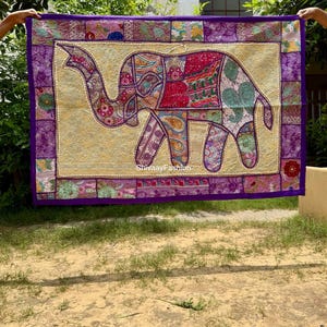 Vintage Wandbehang Stickerei Wand Kunst Wohnstil Wohnzimmer Dekor, ethnischer Vintage Banjara Wandteppich, Tribal Patchwork Tapestr
