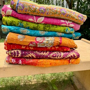 Indian Kantha Quilt Hand Block Print Kantha Throw Indian Blanket King Bedspread Kantha Bed Cover Bohemian Quilt gift for her
