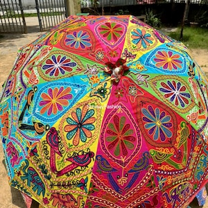 Indian Cotton Shade Patio Umbrella Large Garden And Sun Umbrella Beach Café Outdoor Large Garden Parasol Café Outdoor Gift Garden Umbrella