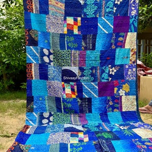 Bohemian Patchwork Quilt Kantha Quilt Handmade Vintage Quilts Boho Twin Size Bedding Throw Blanket Bedspread Quilted Hippie