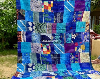 Trapunta patchwork boho, trapunta kantha, trapunte vintage fatte a mano, trapunte boho king size, coperte, copriletto, trapunte hippie in vendita.