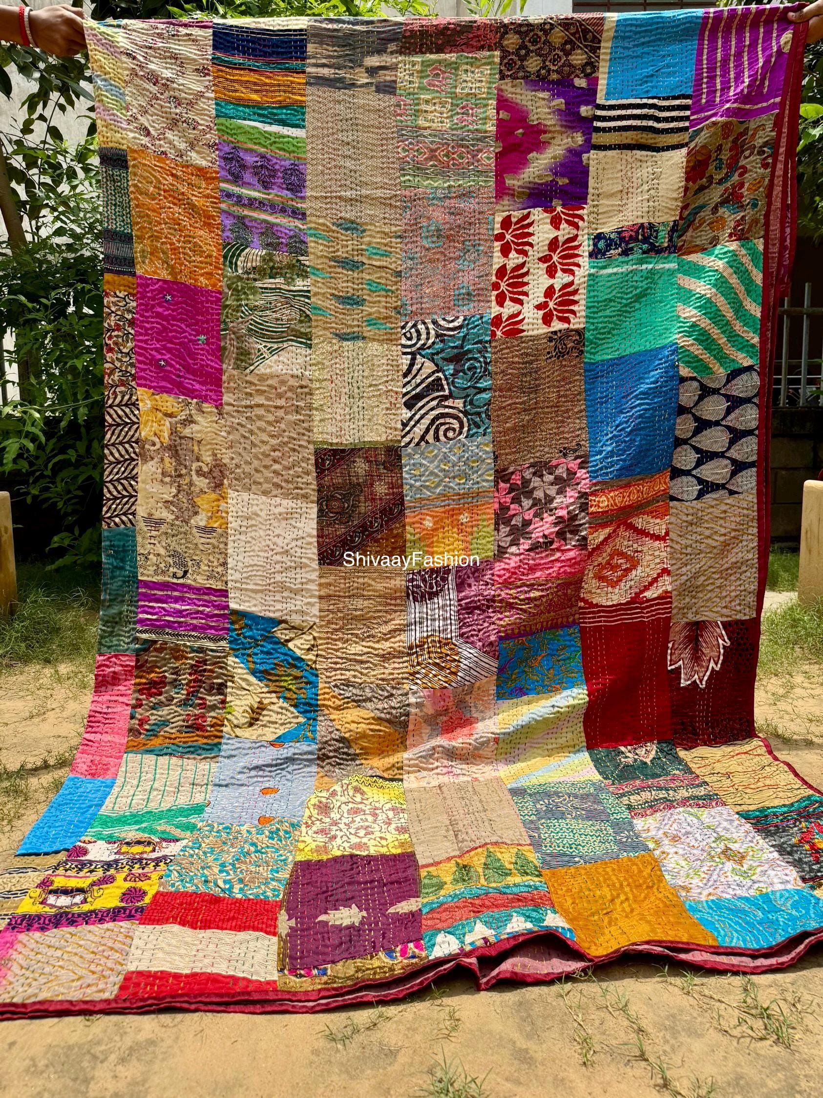 ヴィンテージハンドメイドパッチワークキルト - Etsy 日本