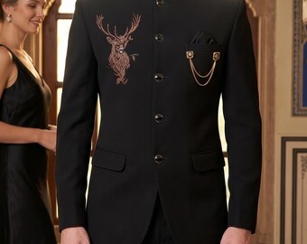 Black Jodhpuri Suit for Men: Indian Wedding Outfit, Formal Wear