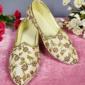 BEIGE WEDDING SHOES for Men | Groom Loafers | Indian Ethnic Sherwani Jutti | Mojari for Wedding | Traditional Footwear for Groom