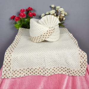 White Embroidered Groom Turban Shawl Set: Indian Wedding Safa