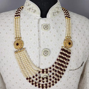 Brudgummens bröllopshalsband: Indisk Sherwani Mala Kantha - Pärlsmycken bild 2