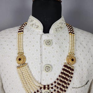 Brudgummens bröllopshalsband: Indisk Sherwani Mala Kantha - Pärlsmycken bild 4
