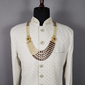 Brudgummens bröllopshalsband: Indisk Sherwani Mala Kantha - Pärlsmycken bild 3
