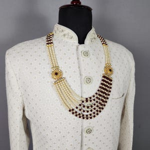Brudgummens bröllopshalsband: Indisk Sherwani Mala Kantha - Pärlsmycken bild 5