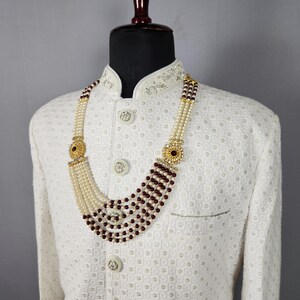Brudgummens bröllopshalsband: Indisk Sherwani Mala Kantha - Pärlsmycken bild 6