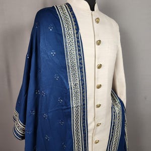 BLUE WEDDING SHAWL for Groom | blue shawl stole for men | blue shawl for Indian groom | blue shawl for kurta | blue shawl stole indowestern