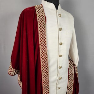 RED WEDDING SHAWL For Groom | Red dupatta Sherwani |  Indian Groom Shawl Stole | Red Wedding Shawl | Red Shawl  For Men Women | Red Stole