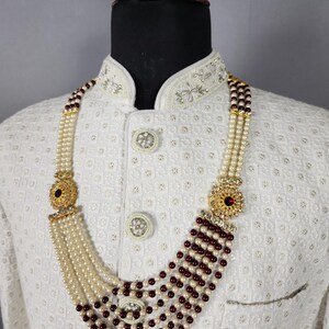 Brudgummens bröllopshalsband: Indisk Sherwani Mala Kantha - Pärlsmycken bild 7
