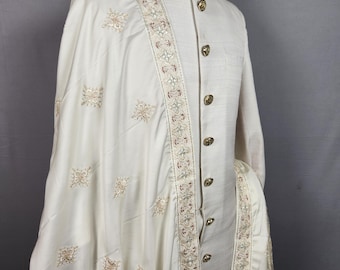 Ivory Wedding Shawl for Groom: Embroidered Sherwani Stole