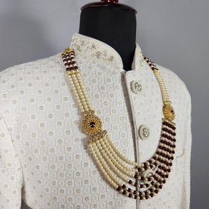 Brudgummens bröllopshalsband: Indisk Sherwani Mala Kantha - Pärlsmycken bild 8
