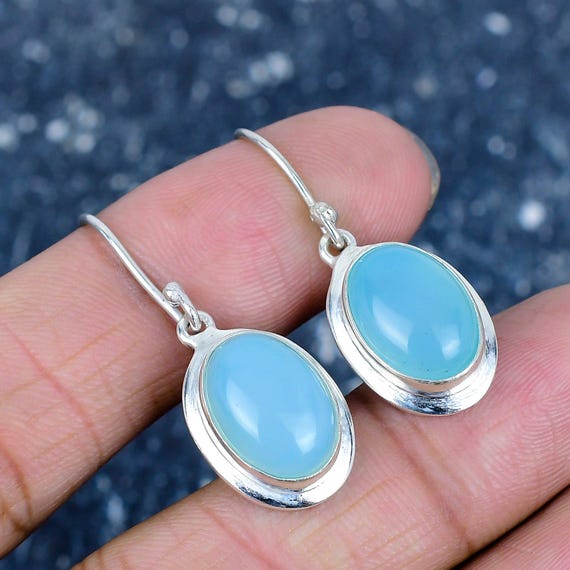 Handmade Aquamarine Gemstone Dangle Earrings – 925 Sterling Silver, Pear Shape