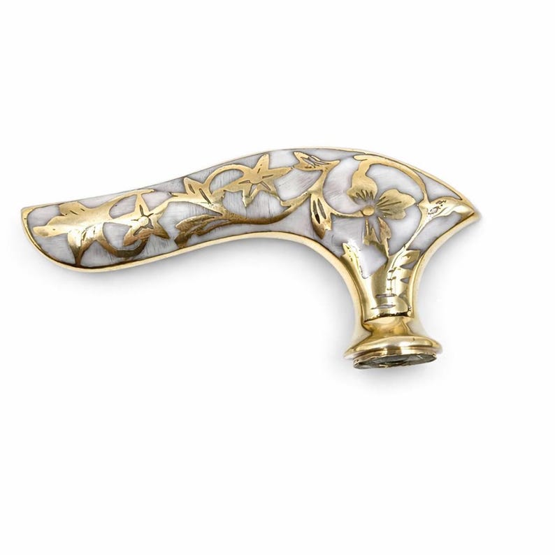 Victorian Brass Cane Handle: Ornate Antique Style Walking Stick Head image 5
