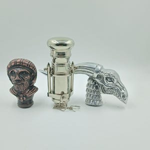 Set of 3 Vintage Brass Walking Stick Handles | Cane Handle Tops | Handmade Antique-Style Fittings