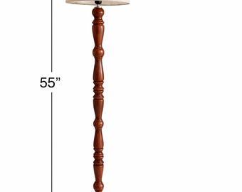 Vintage Turned Wood Floor Lamp | 55-Inch Tall Linen Shade, Classic Home Decor Lighting