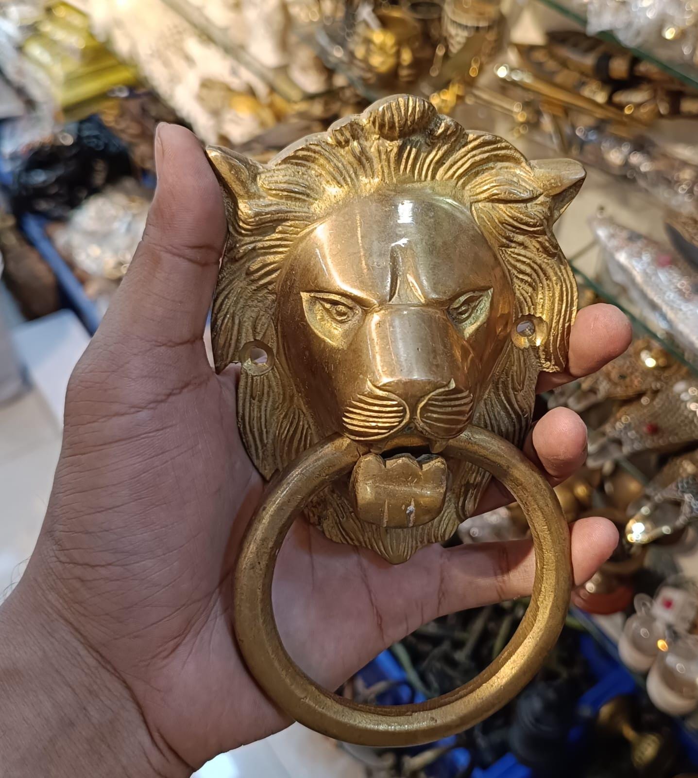 彫刻 ドアノッカー ライオン GEO PRINCE ライオンの頭部 金属製