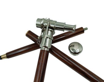 Telescope Walking Stick – Vintage Nautical Brass Spyglass Cane | Gentleman’s Gift Gift for father