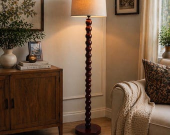 Lámpara de pie de madera de estilo moderno de mediados de siglo, hecha a mano, de madera maciza pulida, ideal para la decoración del hogar y la sala de estar.