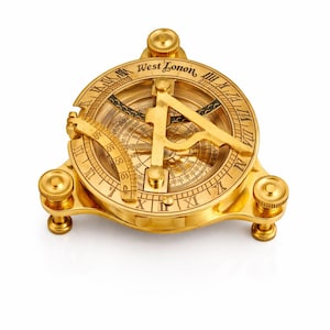 Vintage Brass Sundial Compass – Antique Maritime Navigation Instrument Collectible