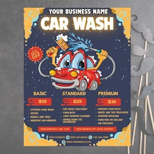 Car Wash Animated Flyer - Car Detailing Flyer 2025 -  Automotive Services Template, Canva Business Flyer Design, Vehicle Services Flyer