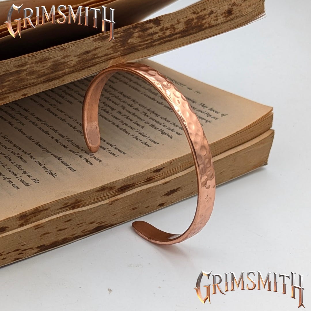 we took our beloved hand hammered band and made it... Hand-hammered Copper Healing Cuff – the Shire 7mm Lightweight Bracelet ...