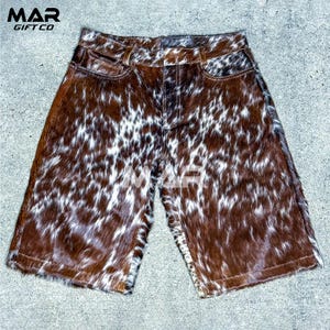 Original cowhide hair on hide western style shorts authentic western style, handcrafted western wear shorts, men leather shorts, men gift